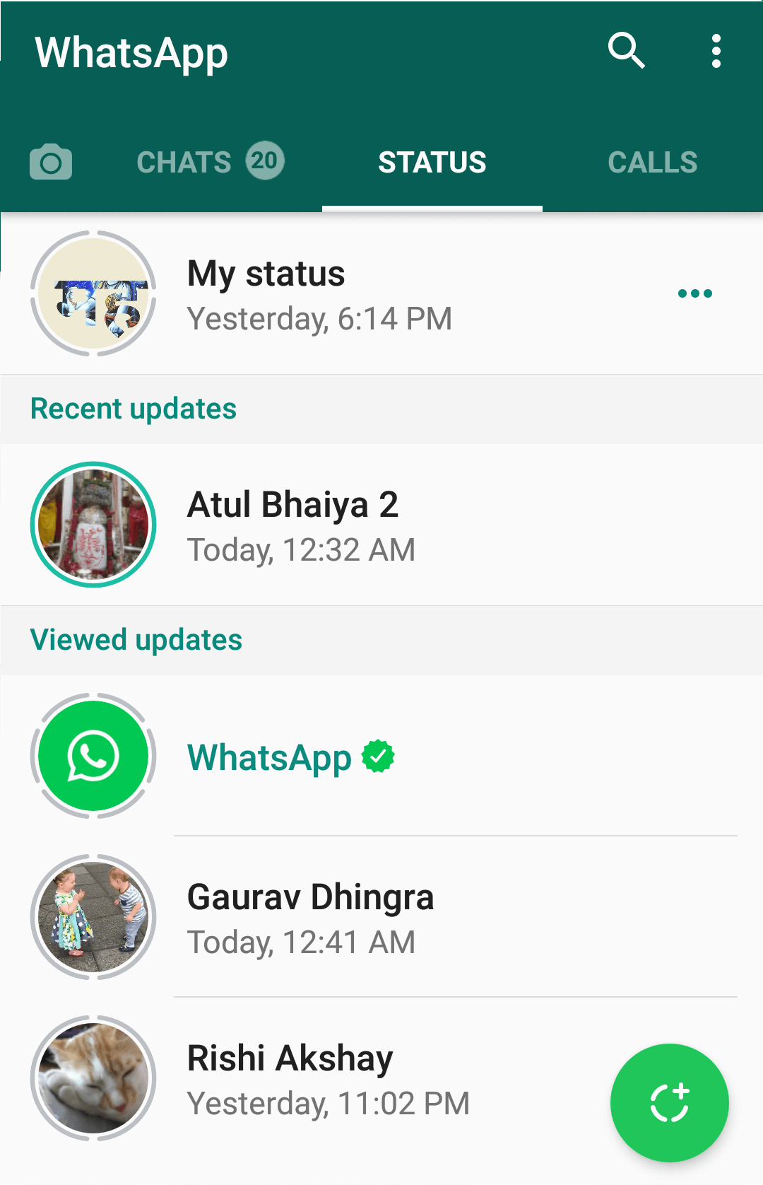 Whatsapp status feature