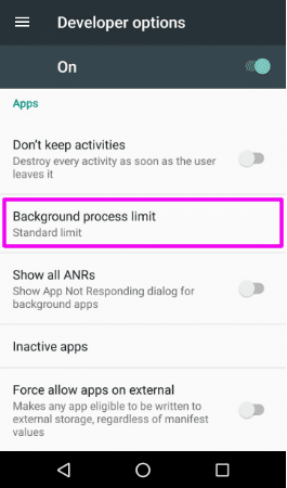 Developer option Android