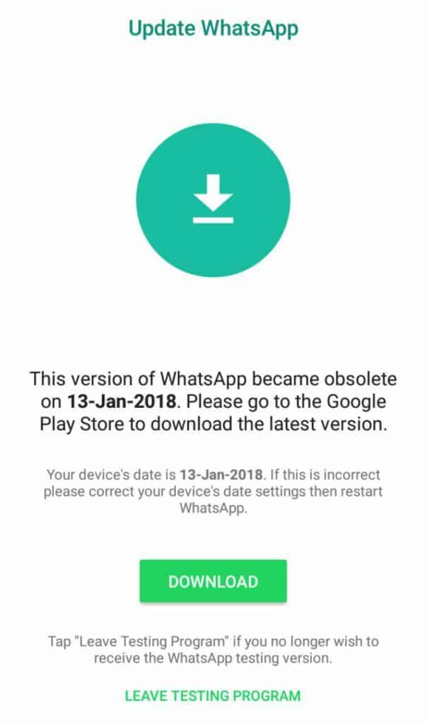 whatsapp became obsolete